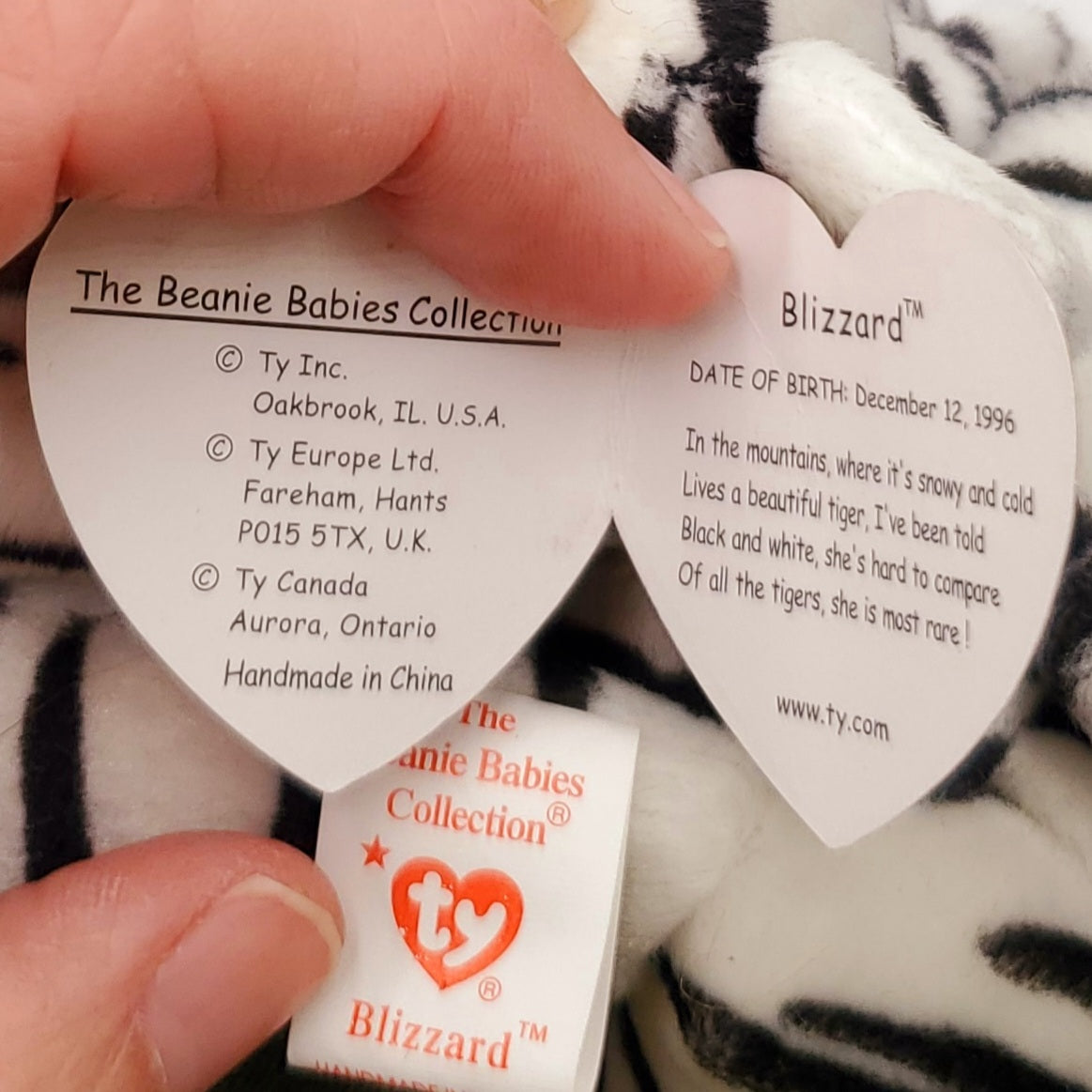 1996 Beanie Babies 3 Pack-Freckles the Leopard, Blizzard the White Tiger and Roary the Lion