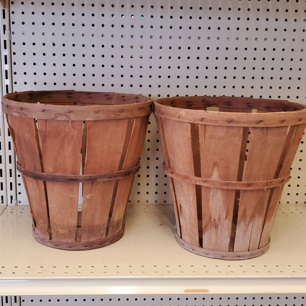Vintage Wooden Bushel Baskets- Set of 2