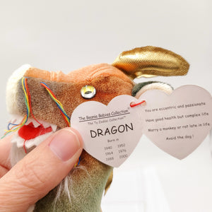 Beanie Babies 3 Pack-1997 Hissy the Snake, 1997 Smoochy the Frog and 2000 Zodiac Dragon