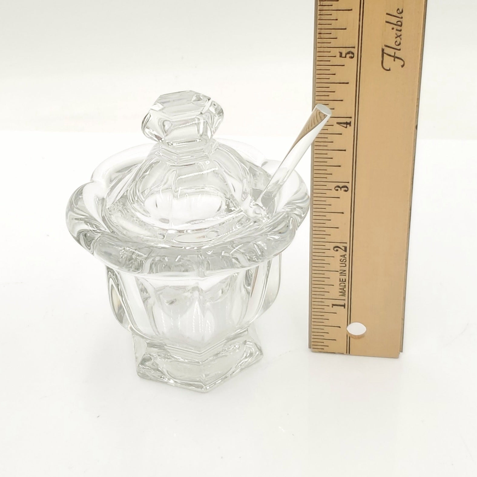 Baccarat Crystal Harcourt Missouri Jam Jar/Condiment Jar with Crystal Serving Spoon