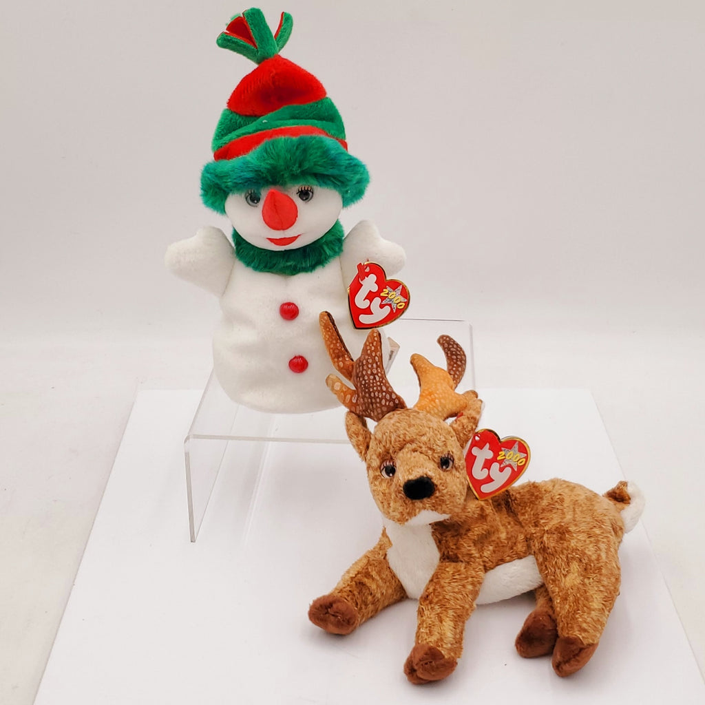2000 Beanie Babies 2 Pack- Snowgirl and Roxie the Reindeer