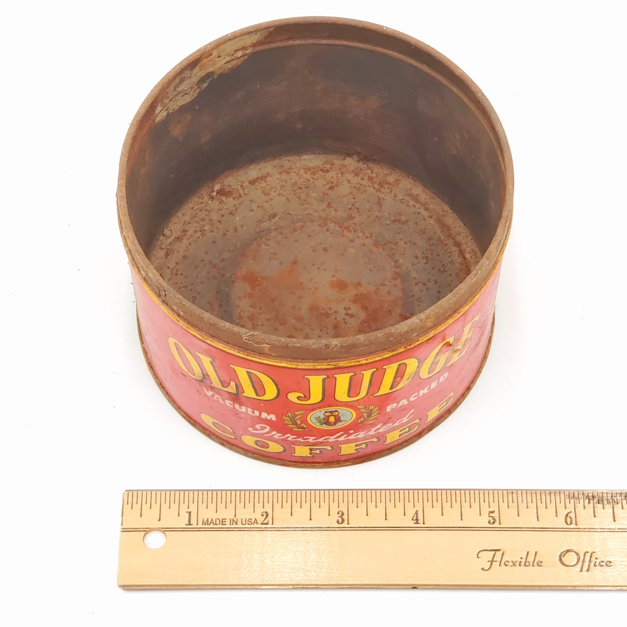 Vintage Old Judge Coffee Tin "Irradiated Coffee"