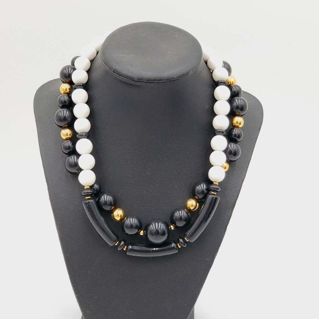 Signed Monet Bead Necklace Set of 2
