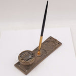 RARE 19th Century Interior Fisher Building Office Door Ornamental Cast Iron Monogrammed Figural Doorknob With Inkwell and Pen