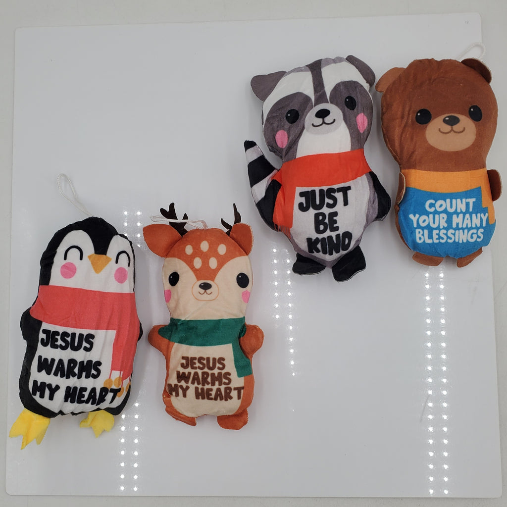 12 Piece Religious Ornament Winter Animals Plushies