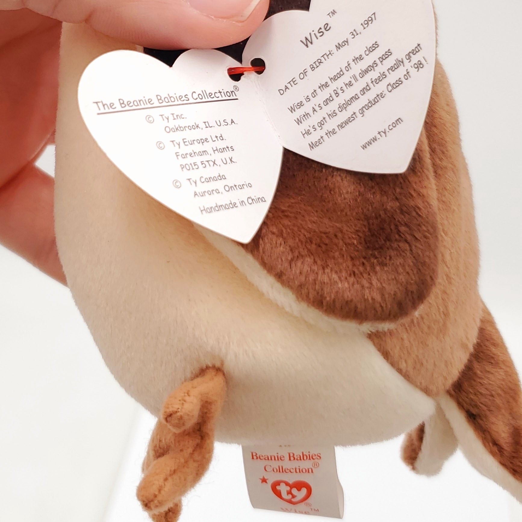 1998 Beanie Babies 3 Pack- Wise the Owl (Class of 98'), Loosy the Canadian Goose and Mac the Cardinal