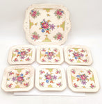 Vintage Tashiro Shoten Style Made in Japan Flowers Embossed Gold Rim Hand Painted Plates