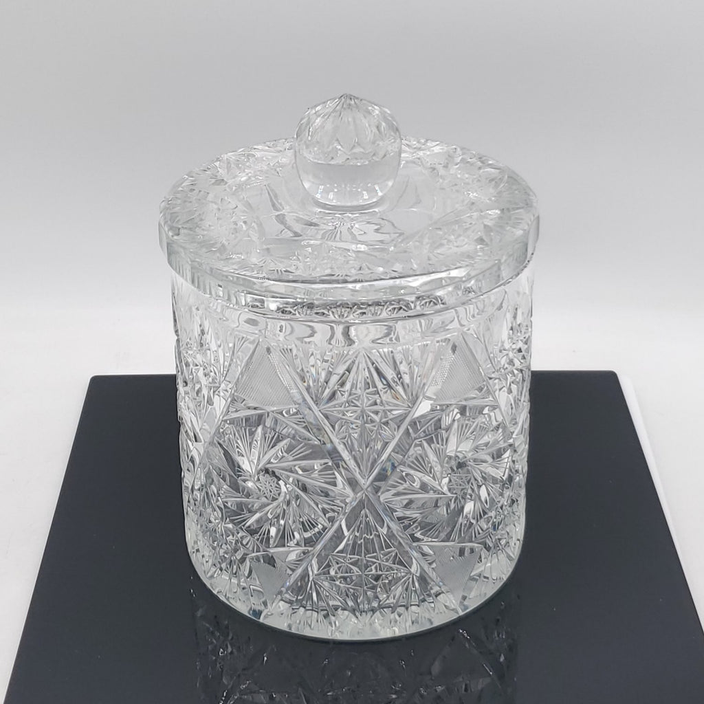 Antique Cut Crystal Pinwheel Star Biscuit Jar Ice Bucket