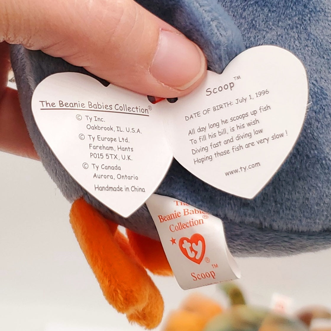1996 Beanie Babies 3 Pack-Scoop the Pelican, Jolly the Walrus and Claude the Crab
