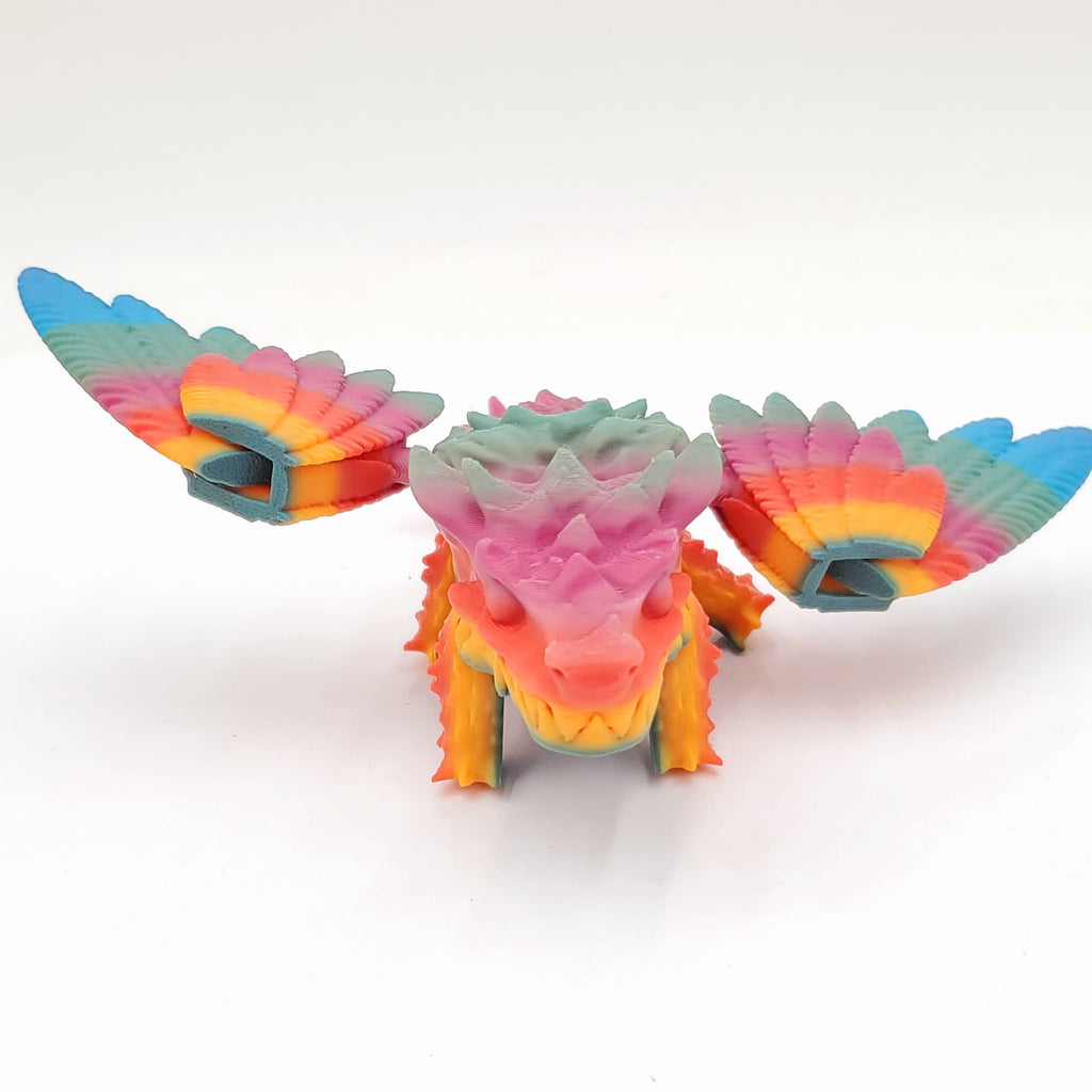 Multicolored Dragon with Wings 3D Printed