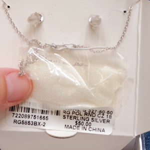 Primrose Sterling Silver Cubic Zirc Set Earrings and Necklace