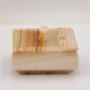 Alabaster Onyx Marble Hand Crafted Jewelry Box with Lid-Made in Mexico