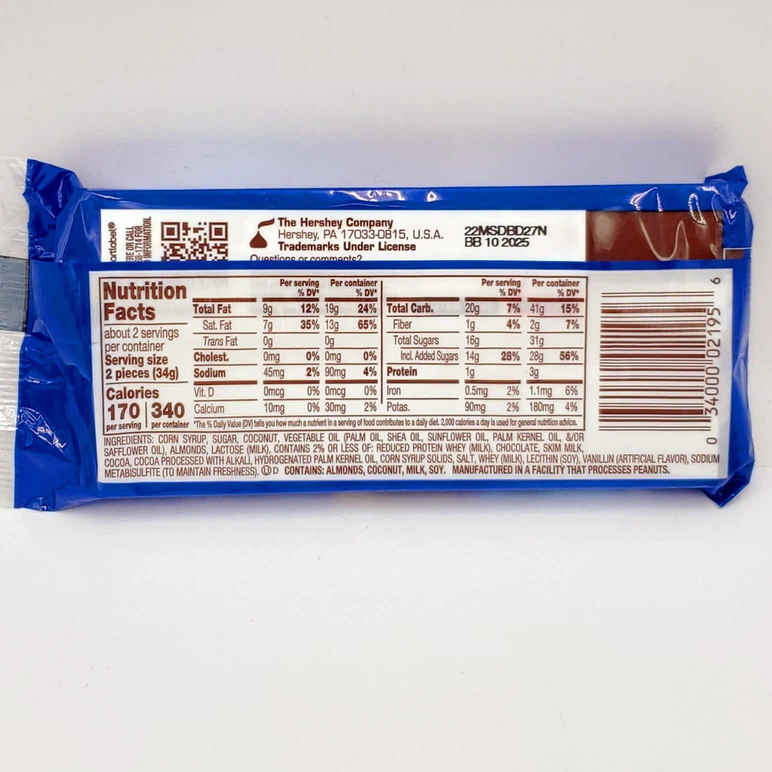 Almond Joy Snack Sized Bars-2.4 oz- 4ct (Best By: 10/2025)