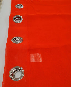 Faux Linen Sheer Curtains-Red- 4 Panels each 26" x 63"