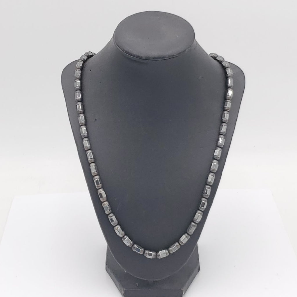 Mexican Vintage Jose Marmolejo Sterling Silver Hematite Necklace-Signed JMS