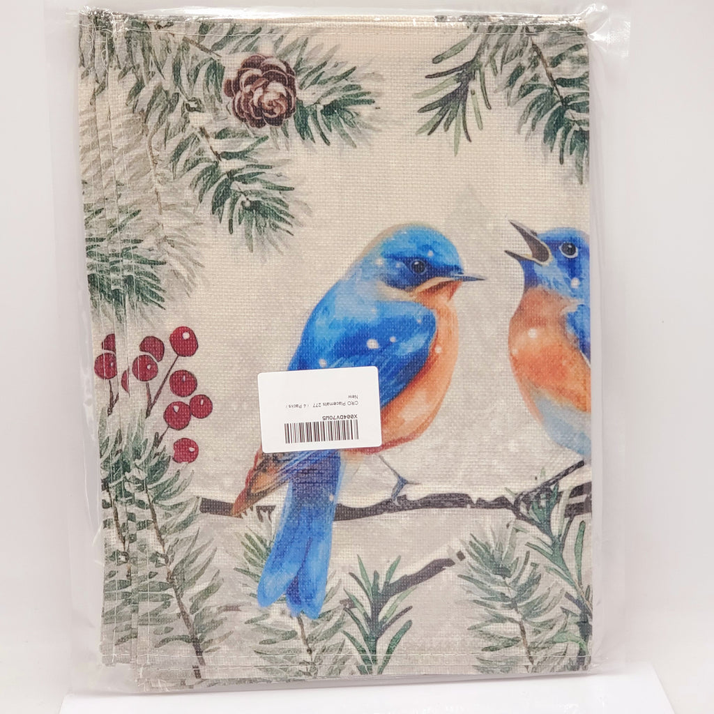 4 pc Placemat Set-Blue Bird Themed