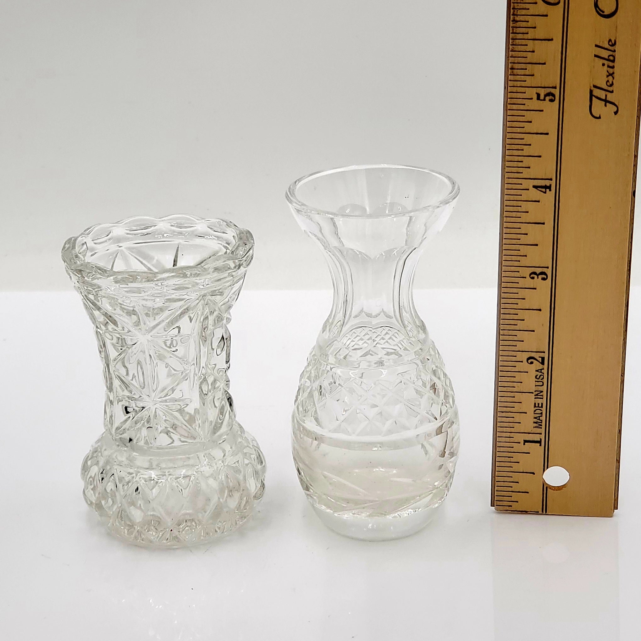 Set of 2 Small Crystal Bud Vases