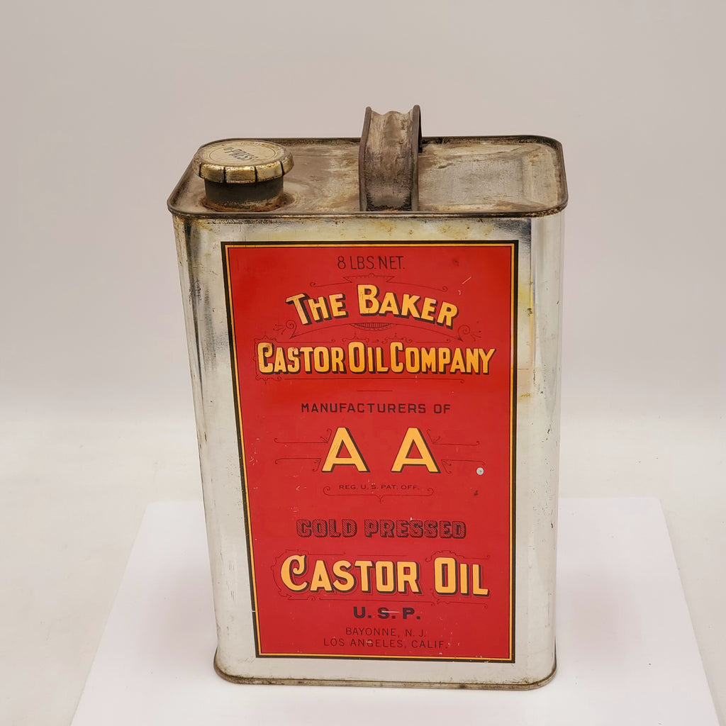Vintage "The Baker Castor Oil Company AA Cold Pressed Castor Oil" Can