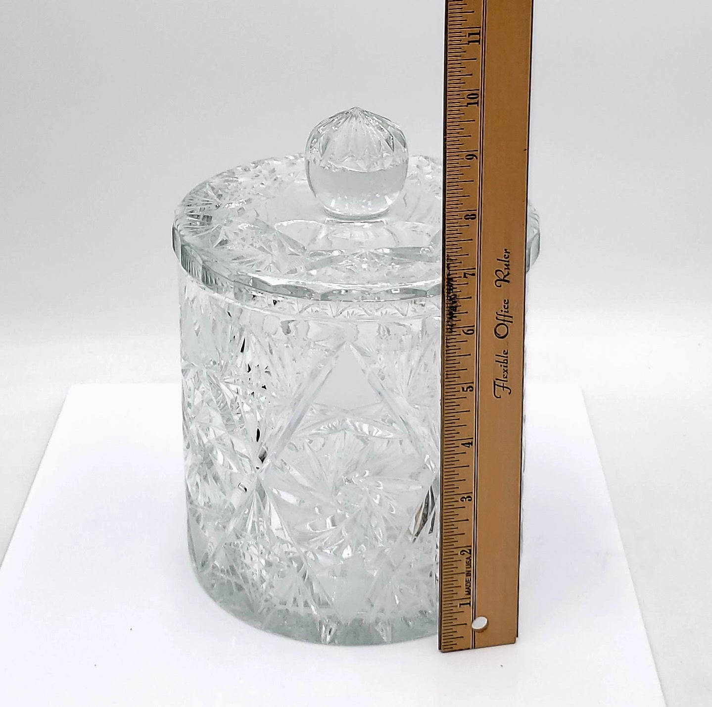Antique Cut Crystal Pinwheel Star Biscuit Jar Ice Bucket
