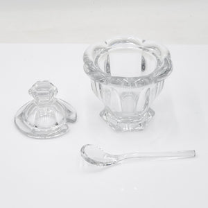 Baccarat Crystal Harcourt Missouri Jam Jar/Condiment Jar with Crystal Serving Spoon
