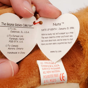 1996 Beanie Babies 3 Pack-Nuts the Squirrel, Rover the Red Dog and Snowball the Snowman