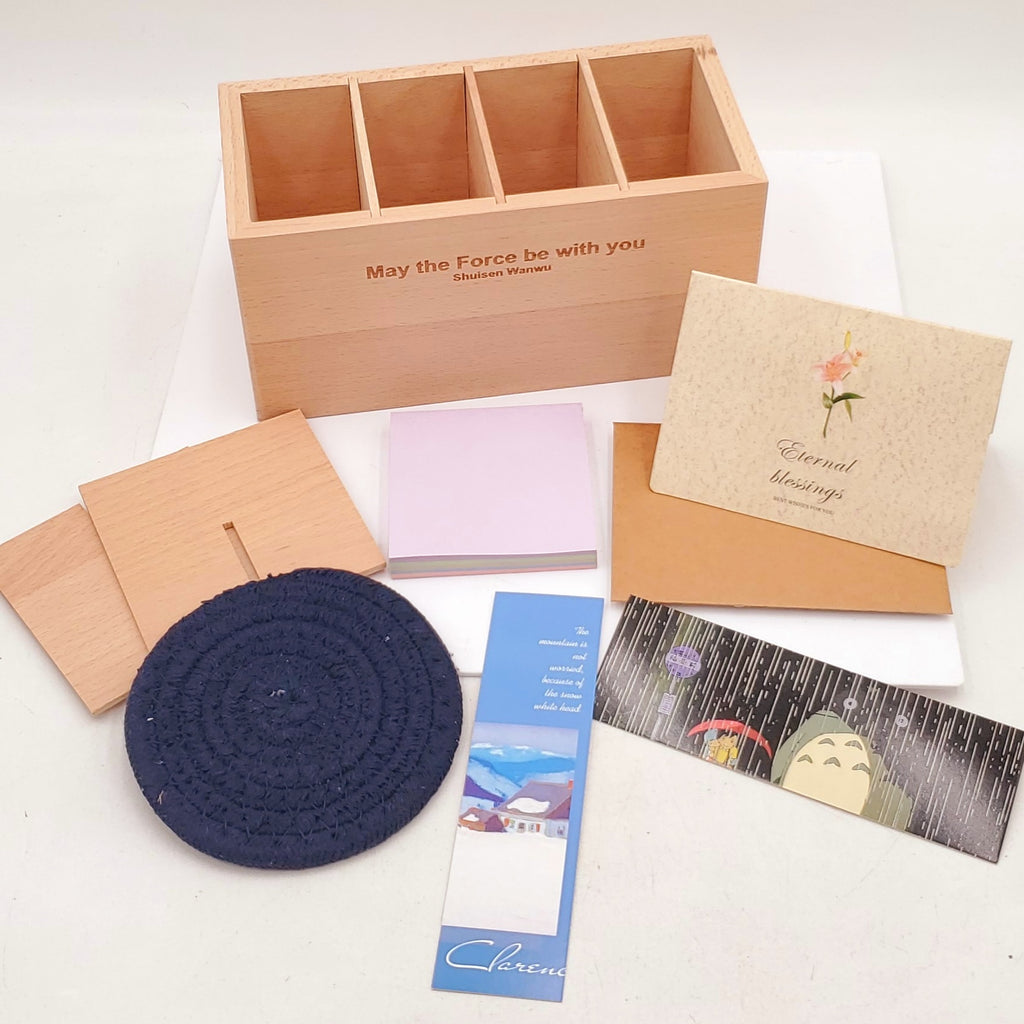 Natural Solid Beech Wood Pencil Organizer