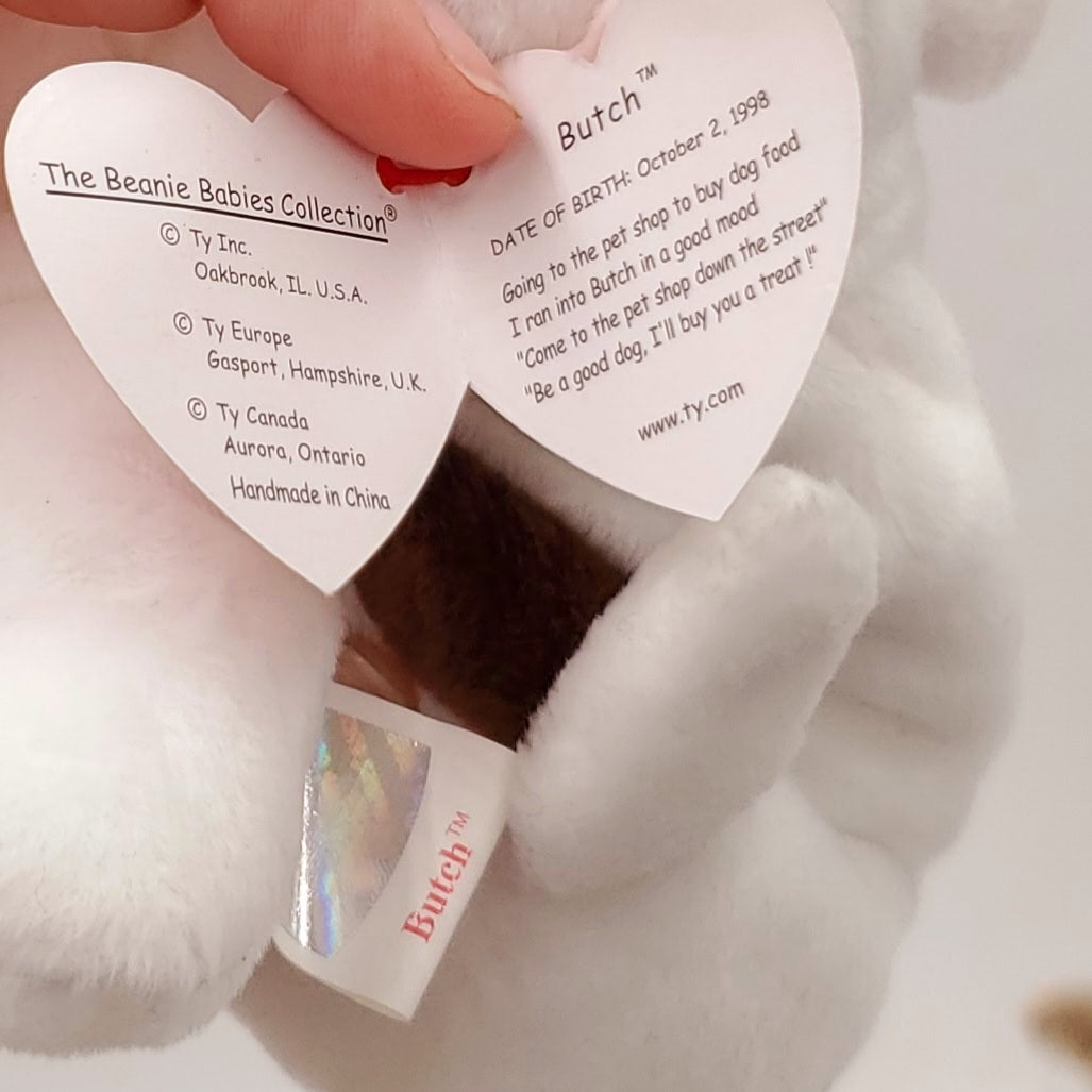 1998 Beanie Babies 2 Pack- Scat the Cat, Butch the White Bull Terrier, Tiny the Chihuahua and Luke the Black Labrador