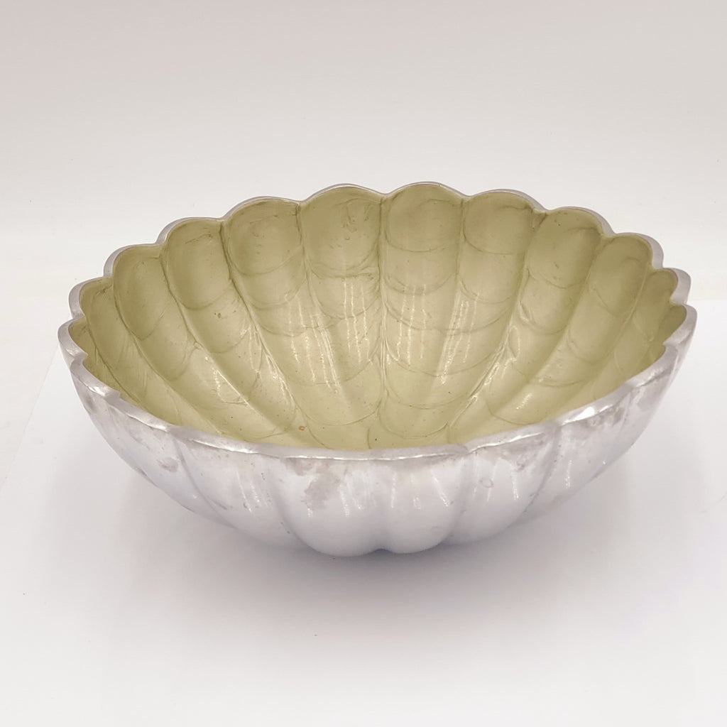 Vintage Julia Knight 8.5in Peony Round Bowl Toffee Metal