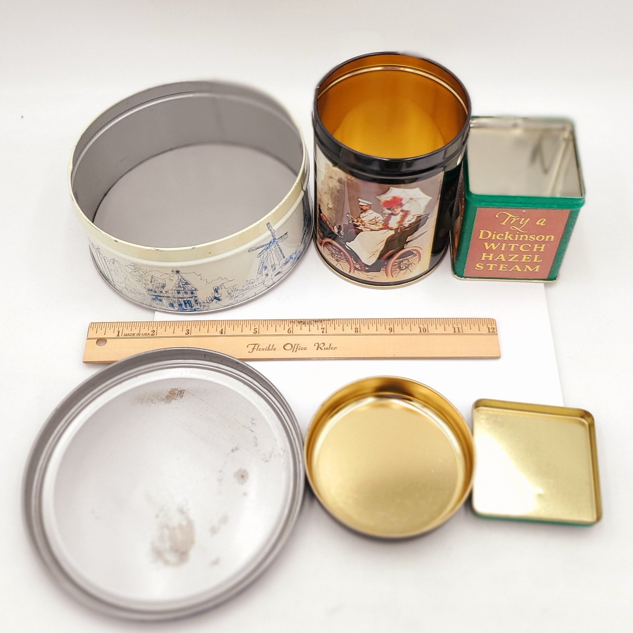 3 Piece Tin Set- Italian Automobile Factory, Witch Hazel and Londonberry Fruit Cake