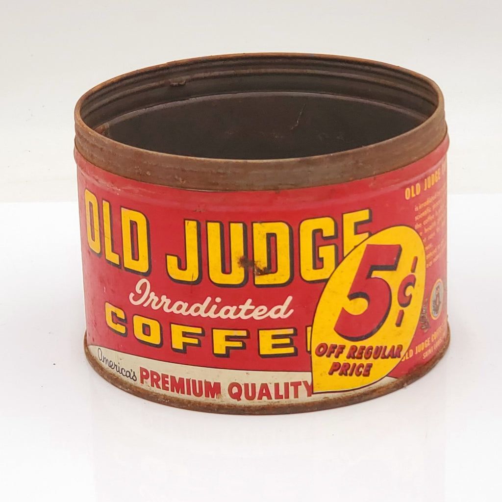 Vintage Old Judge Coffee Tin "with the Million Dollar flavor" 5 cents off Regular Price