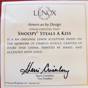 Lenox Peanuts Snoopy Steals A Kiss Figurine Lucy Valentine's Day Beagle