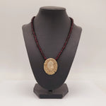 Beaded Garnet Ancient Roman Emperor's Julius Caesar Pendant Necklace
