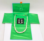 Pearl Necklace with Vieste Earrings- Simulated Pearl Round Drop