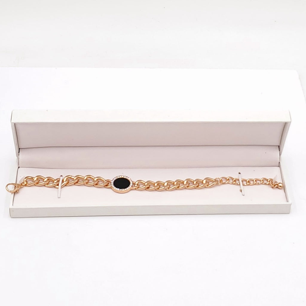 Link Chain Bracelet with Round Stone-Choose your Favorite!