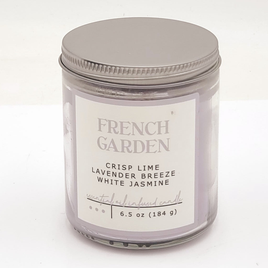 Jar Candle French Garden Crisp Lime Lavender Breeze White Jasmine w/Lid 6.5oz