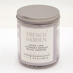 Jar Candle French Garden Crisp Lime Lavender Breeze White Jasmine w/Lid 6.5oz