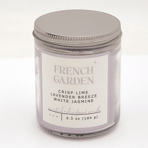 Jar Candle French Garden Crisp Lime Lavender Breeze White Jasmine w/Lid 6.5oz