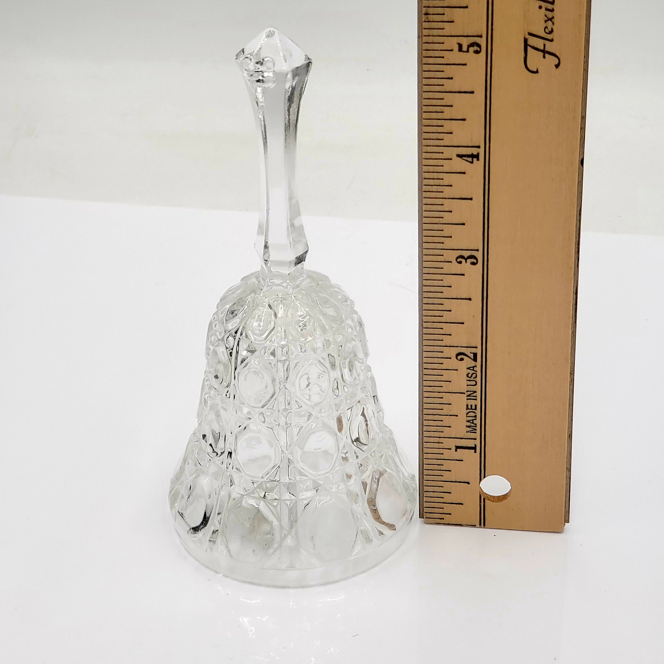 Vintage Clear 5" Crystal Dinner Bell with Glass Bead Clapper