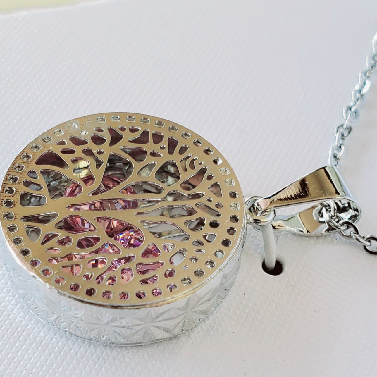 Necklace- Tree With Floating Crystals inside