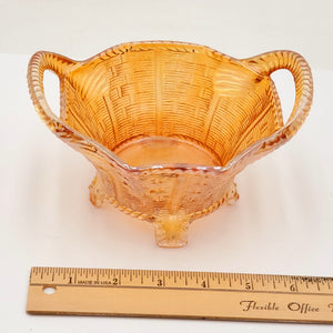 Northwood Marigold Carnival Glass Round Bushel Basket