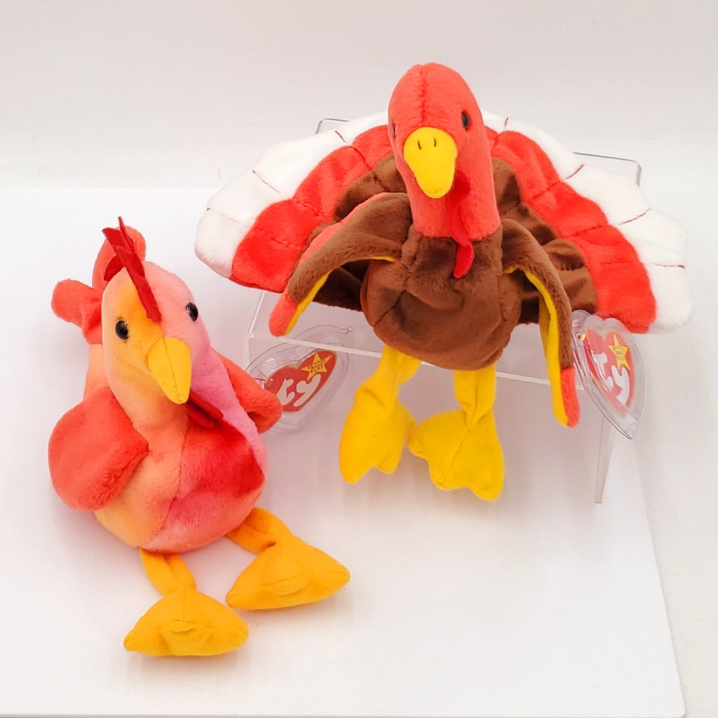 1996 Beanie Babies 2 Pack-Gobbles the Turkey and Strut the Rooster
