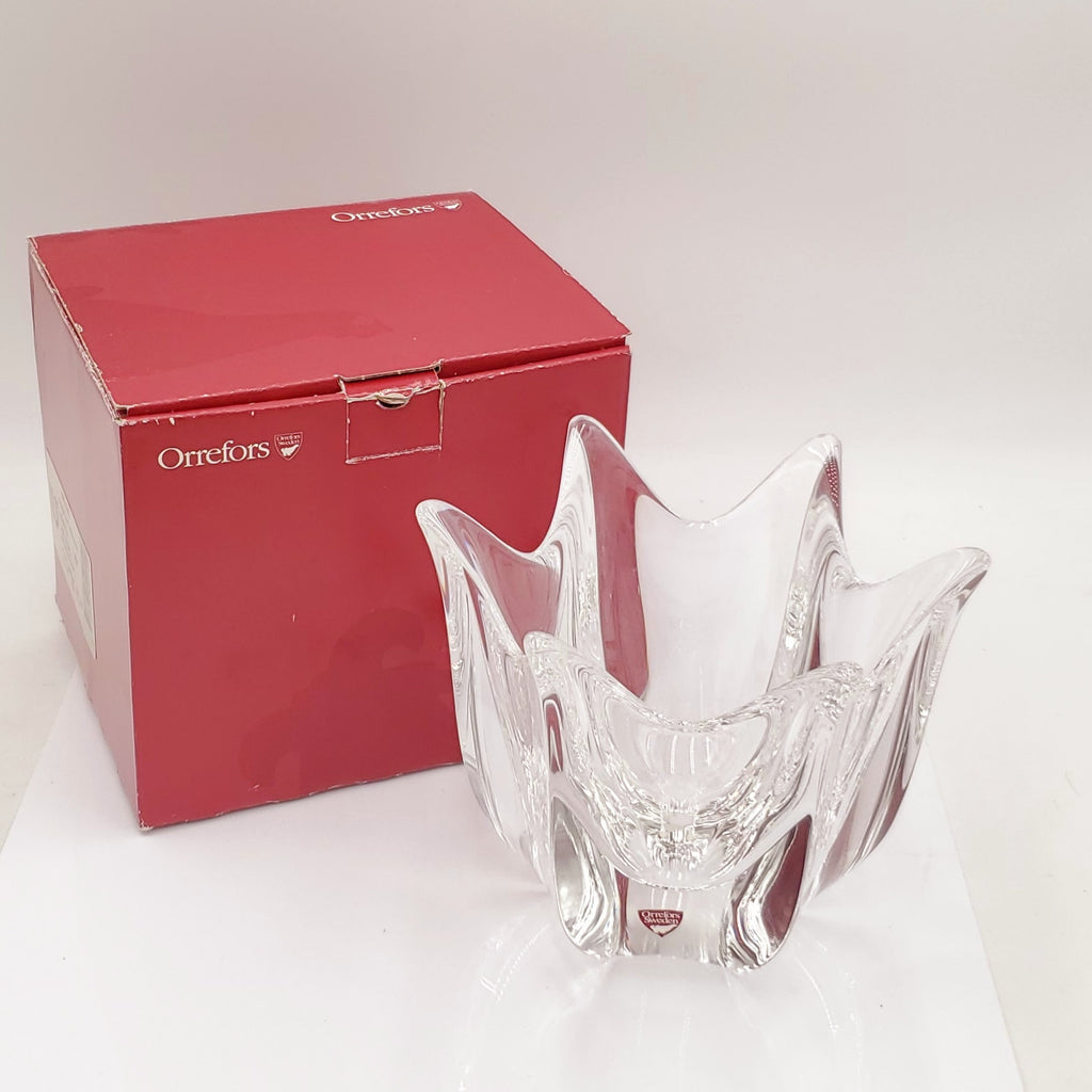 Orrefors Crystal Belle Tulip Bowl Signed Vintage -Jan Johansson