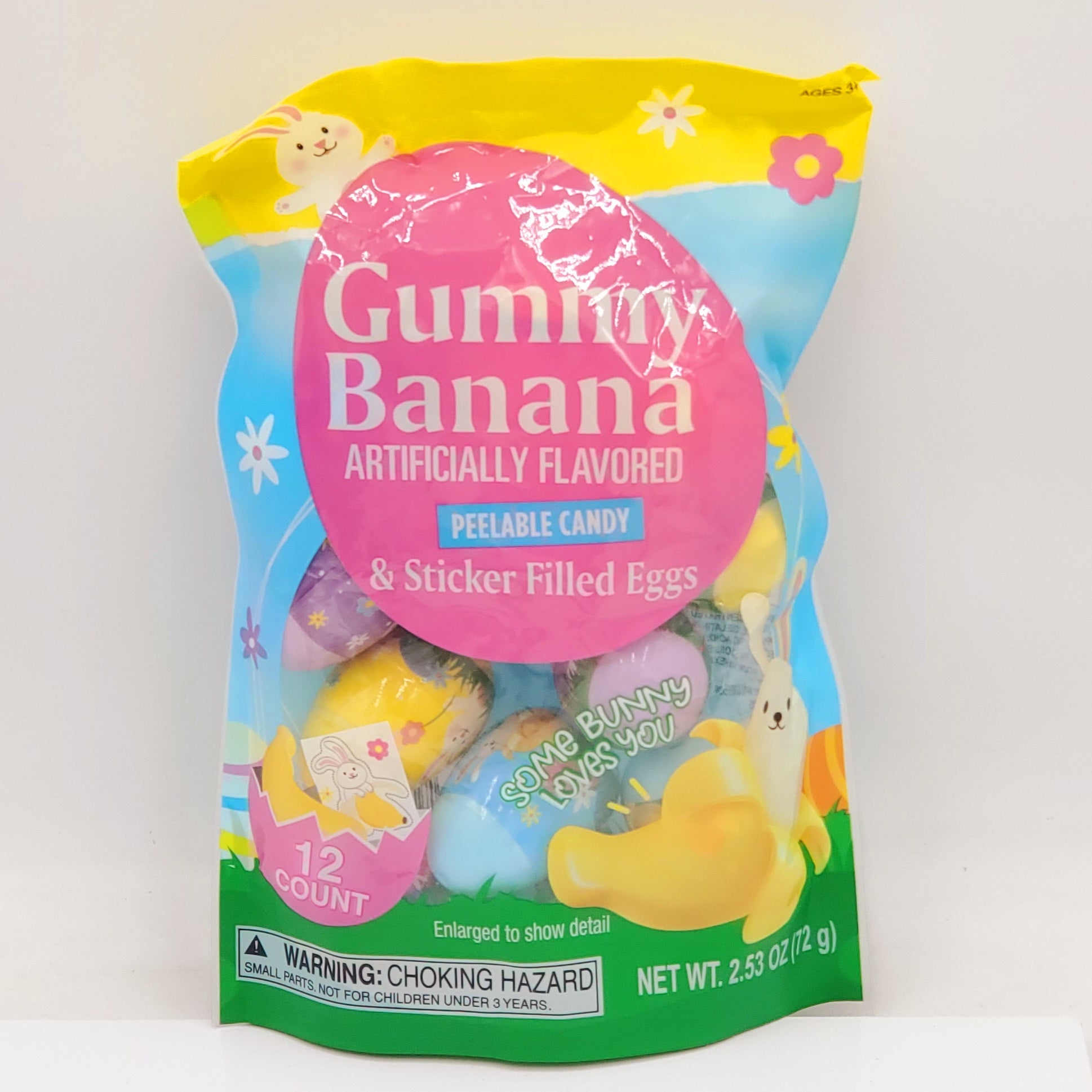 Gummy Banana Peelable Candy & Sticker Filled Eggs- 12 Count- (Best By: 3/13/26)