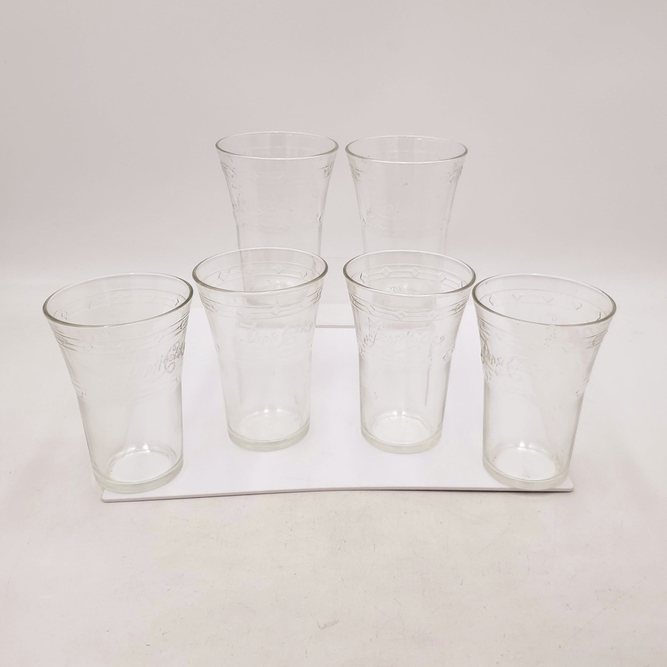 Vintage 1973 Pepsi Cola Etched Logo Glasses 6 pack