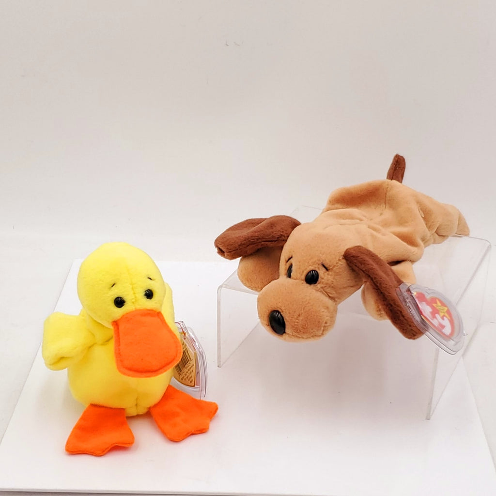 1994 Beanie Babies 2 Pack-Bones the Dog and Quackers the Duck