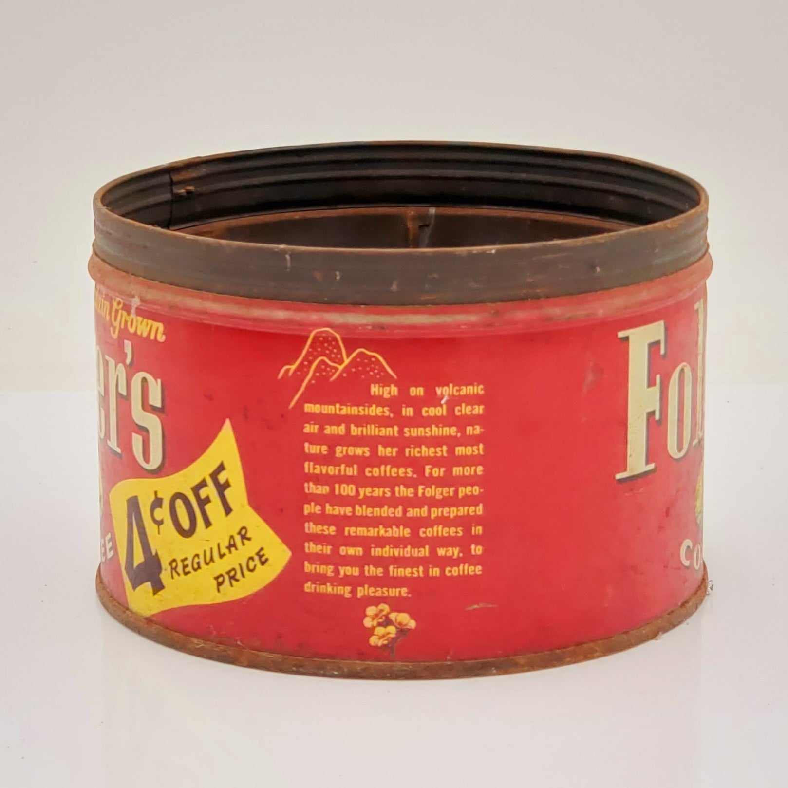 Vintage Folger Coffee Can "Mountain Grown"