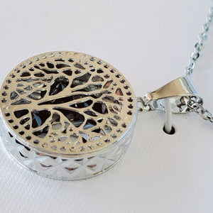 Necklace- Tree With Floating Crystals inside