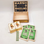Marsh Wheeling Deluxe Cigar Box with vintage Eagle Stamps and Piatnik Kaiser Imperial Playing Cards