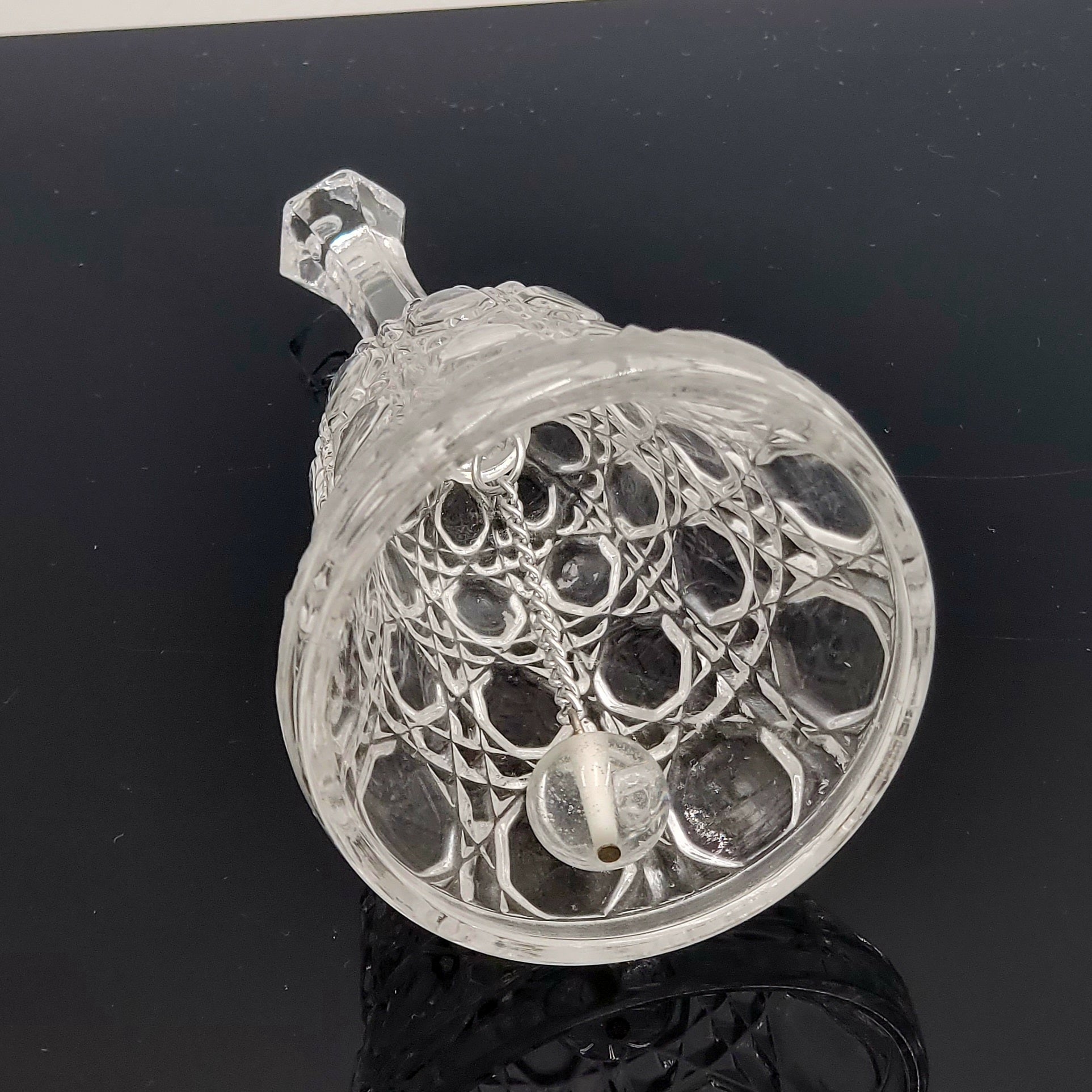 Vintage Clear 5" Crystal Dinner Bell with Glass Bead Clapper