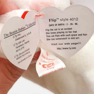 1995 Beanie Babies 3 Pack-Flip the Cat,  Ears the Rabbit and Weenie the Dachshund